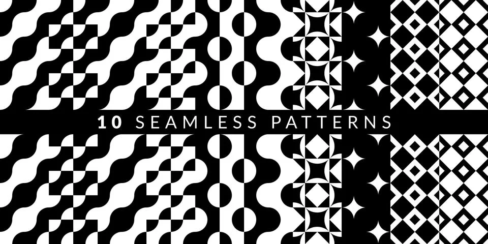 Ten Abstract Geometric Patterns Set. Vector illustration 스톡 일러스트