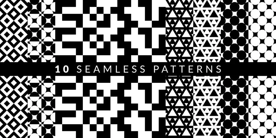 Ten Abstract Geometric Patterns Set. Vector illustration Stock Illustration