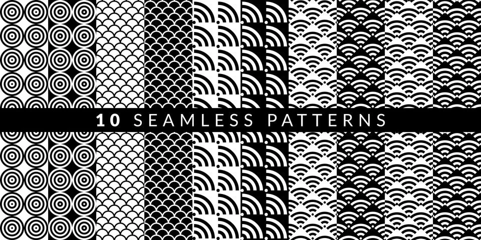 Ten Abstract Geometric Patterns Set. Vector illustration Illustrazione stock