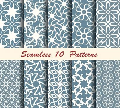 Ten Abstract Seamless Patterns Stock Illustration