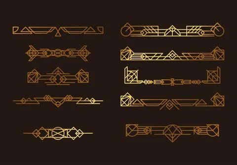 Ten art deco frames Stock Illustration