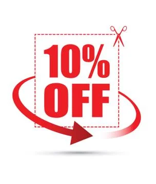 Ten per cent off scissors sign Stock Illustration