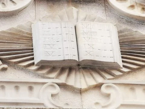 Ten commandments carved in stone on a synagogue Stock Photos