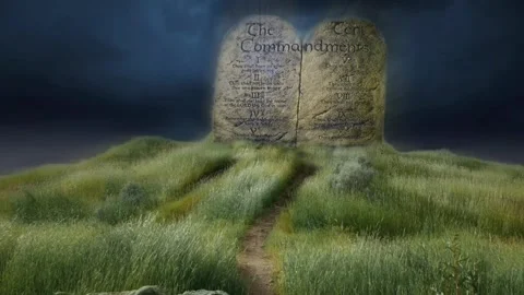Ten Commandments of God in a storm looping background Stock Footage 262289065