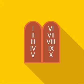 Ten Commandments  icon, flat style Illustrazione stock