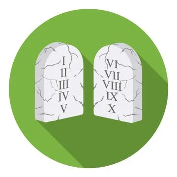 Ten Commandments icon in flat style isolated on white background. Religion Stock Illustration