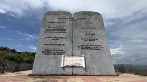 Ten commandments monument close up stationary Video stock 221813259