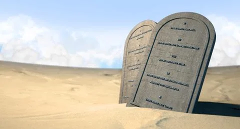 Ten commandments standing in the desert Stock Illustration