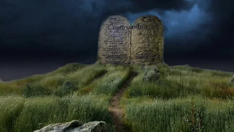 Ten Commandments in storm clouds religious background Stock Footage 204800993