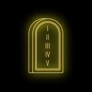 Ten commandments tablet glowing with neon yellow light 库存插图