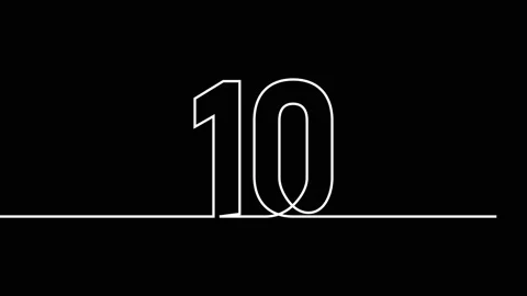 Ten countdown animation continuous single one line art numbers video Video stock 313388578