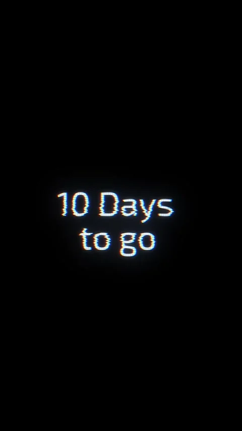 Ten days countdown text glowing digital lettering, dark copy space, and subtle g Stock Footage 340571483