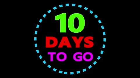 Ten days to go animated countdown on black 库存影片 330441428