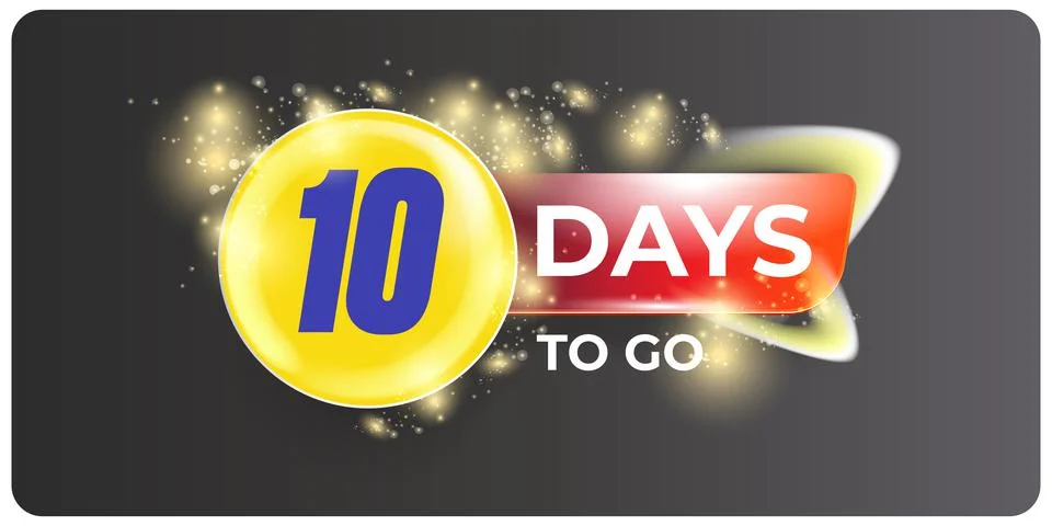 Ten days to go countdown grey modern horizontal banner design template. 10 days Stock Illustration