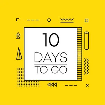 Ten days to go timer banner in geometry style on yellow background. Countdown Stock Illustration