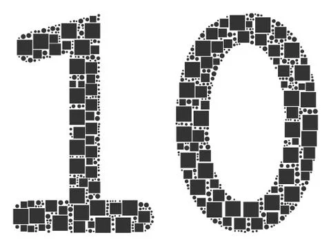 Ten Digits Text Composition of Squares and Circles 스톡 일러스트