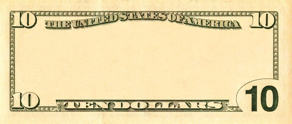 Ten dollar bill with empty middle area イラスト素材