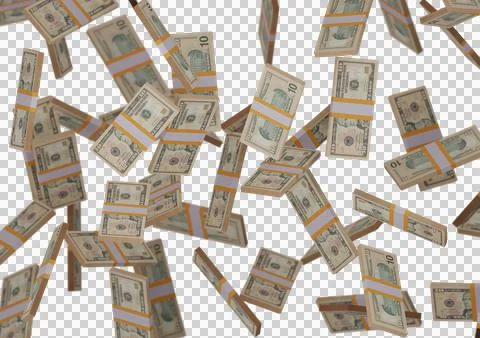 Ten dollar stack of money, 3D render, illustration, Dollar Bills isolated on イラスト素材