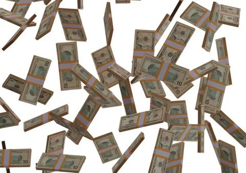Ten dollar stack of money, 3D render, illustration, Dollar Bills isolated on イラスト素材