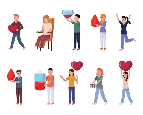 Ten donors characters Stock Illustration