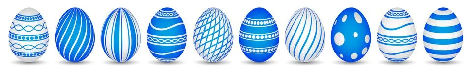 Ten easter eggs in blue with texture 스톡 일러스트