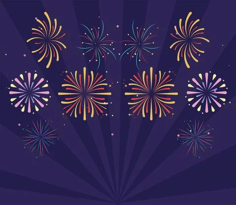 Ten fireworks explosion icons Stockillustratie