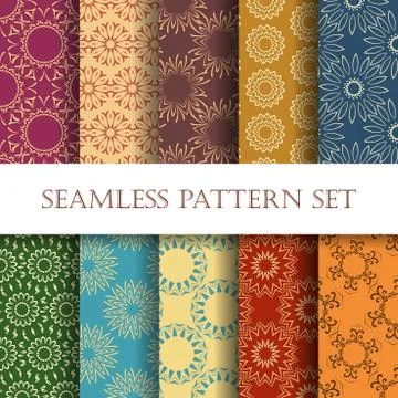 Ten floral seamless patterns Stock Illustration