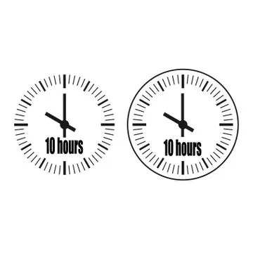 Ten Hours Clock on white background. Ten o'clock. Stock Illustration