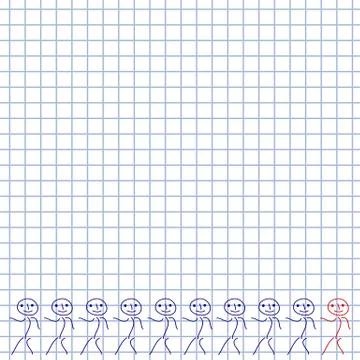 Ten men as doodles on squared paper Stock Illustration