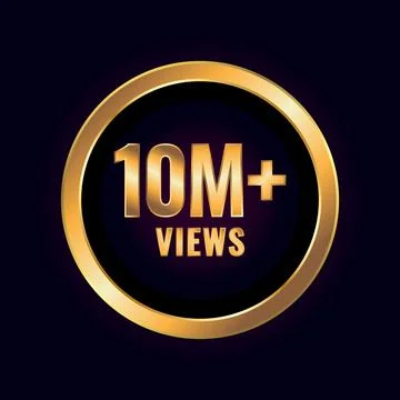 Ten Million Plus Views. Millions Views Isolated Luxury Label Vector Stock Illustration