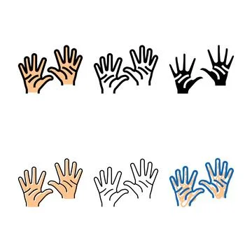 Ten number hand gesture forms color icon vector Stock Illustration