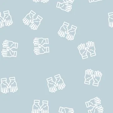 Ten number hand gesture line vector seamless pattern Stock Illustration