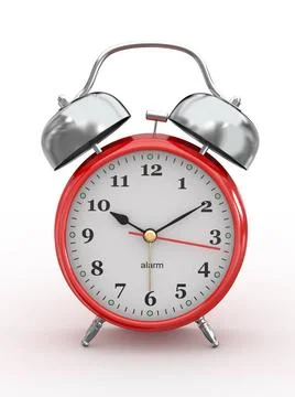 Ten o clock. Old-fashioned alarm clock on white background. 3d Ten o clock... Foto stock