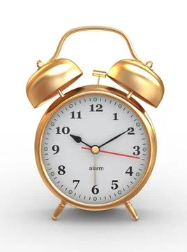 Ten o clock. Old-fashioned alarm clock on white background. 3d Ten o clock... Foto stock
