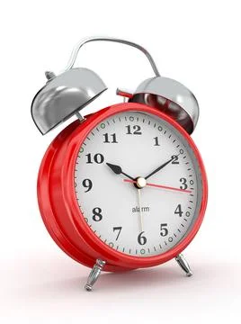 Ten o clock. Old-fashioned alarm clock on white background. 3d Ten o clock... Foto stock