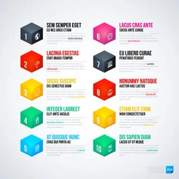 Ten options with isometric cubes. EPS10 Stock Illustration