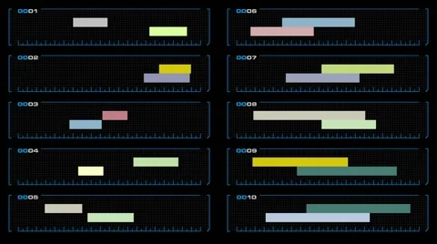 Ten-panel animated visual display Stock Footage 52254825