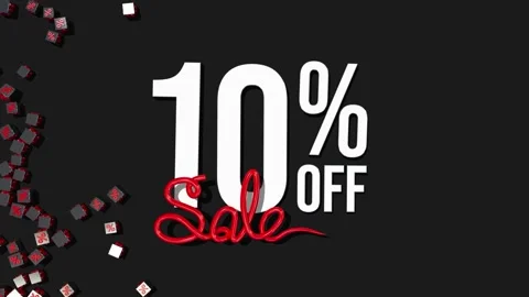 Ten Percent Off 3D Render with Shiny &amp; Metal Materials, Special Sale Offer, Stock Footage 190359350