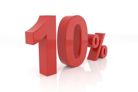 Ten percent. 3D rendering. Stock Illustration