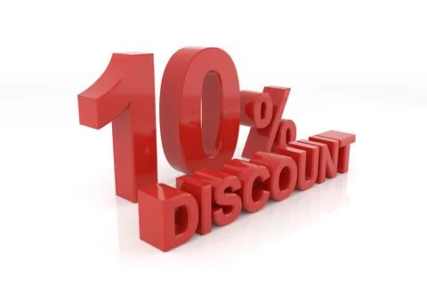 Ten percent discount. 3D rendering. Stock Illustration