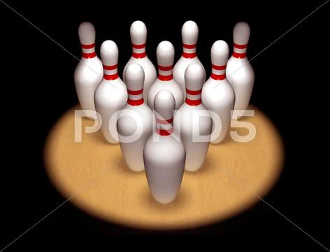 Ten pins standing to attention Stock Illustration