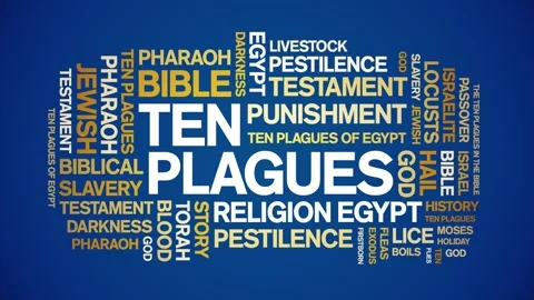 Ten Plagues animated word cloud,animation tag kinetic typography seamless loop. Stock Footage 262302325