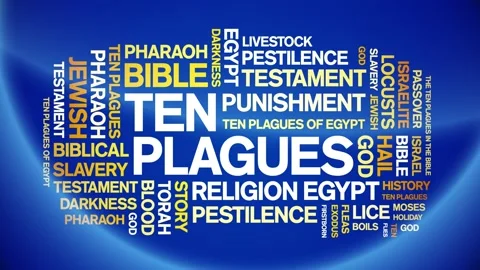 Ten Plagues animated word cloud,animation tag kinetic typography seamless loop. Stock Footage 262302751