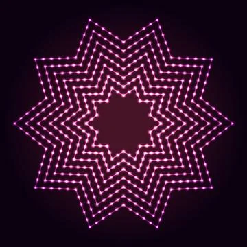 Ten-point star shape abstract neon lights background Stock Illustration