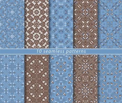 Ten seamless arabic patterns 스톡 일러스트