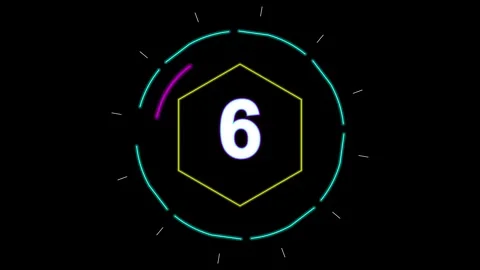 Ten second neon countdown timer animation on black background Stock Footage 345180751