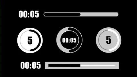 Ten Second UI Countdown Timer Pack Featuring Circular Progress Rings Vídeos de archivo 334988188