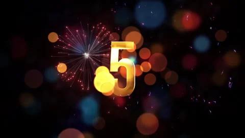 Ten seconds countdown gold text with bokeh and fireworks Stock Footage 248845038