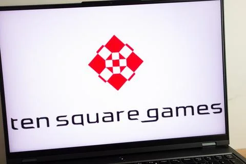 Ten Square Games mobile game developer logo on laptop Stock Photos