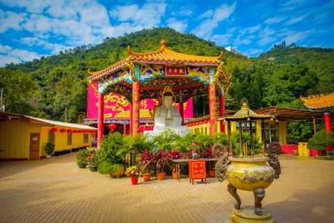 Ten Thousand Buddhas Monastery in Sha Tin, Hong Kong, China. 스톡 사진